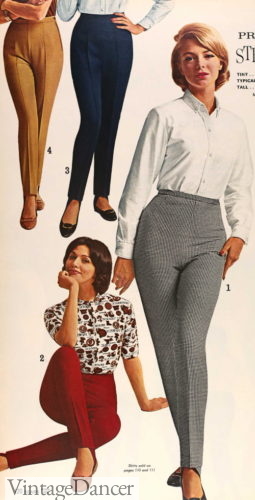 1960s women pants 1963 center seamed stretch pants