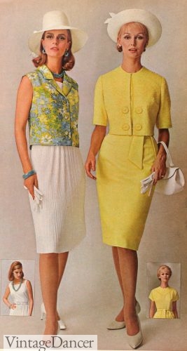 1963 two piece sheath dresses 60s yellow dress