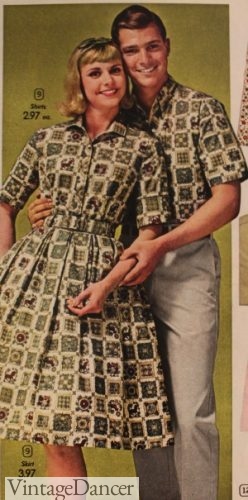 1964 matching swing dress and men's shirt