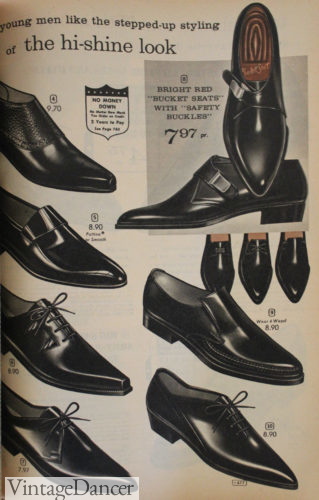1964 pointed toe shiny black shoes