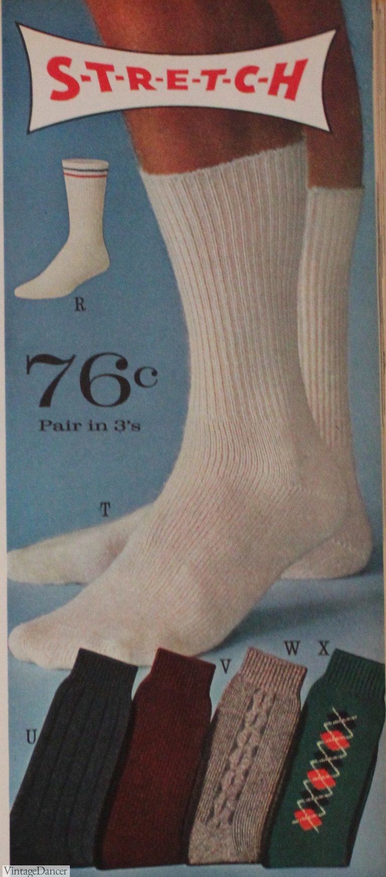 Vintage Men's Socks History-1900 to 1960s