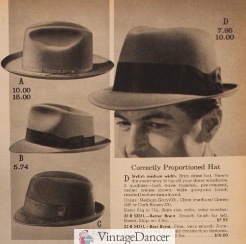 1964 mens felt hats