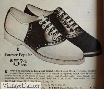1960s saddle shoes: 1964 black and white and black on black saddle shoes