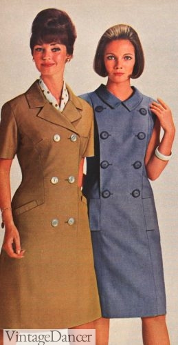 1964 1960s coachman dresses coat dresses double breasted button dresses
