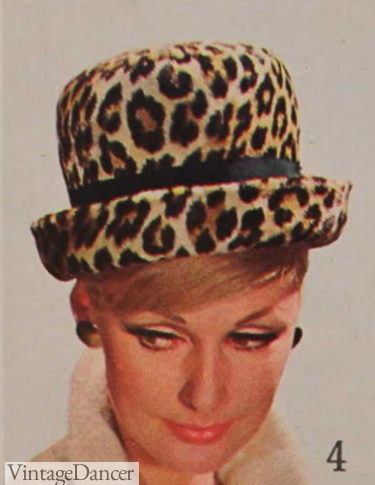 1964 1960s leopard print bowler hat