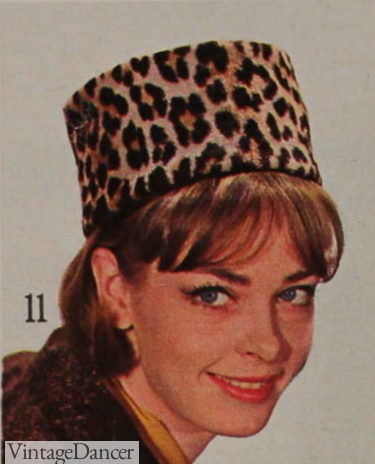 1964 Jungle pillbox leopard print hat 1960s women
