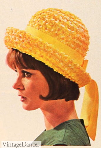 1960s roller straw hat with scarf 1964