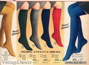1964 knee high socks women teens girls