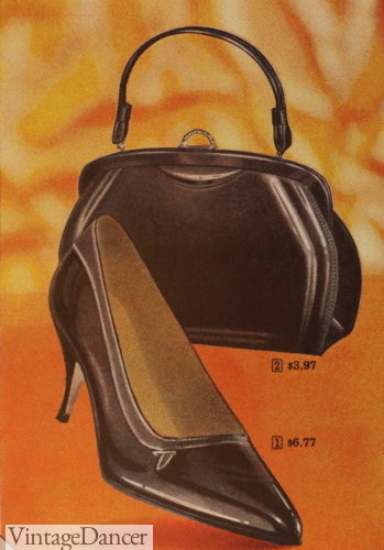 1964 brown patent leather frame bag