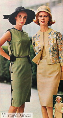 1960s hats and sheath dresses 1964