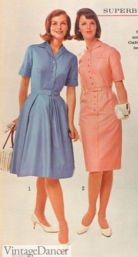 1964 1960s shirtwaist swing and pencil dresses