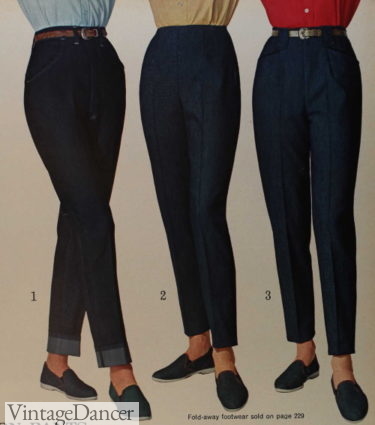 Women 1960s stretch denim jeans in a classic tapered fit
