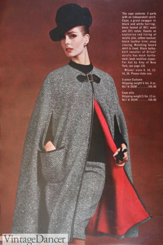 1964 Tweed suit set with cape coat