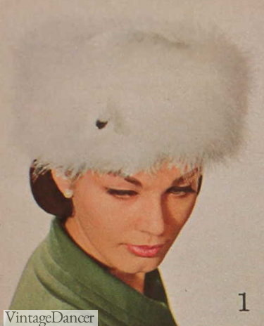 1964 1960s tambourine hat marabou feathers