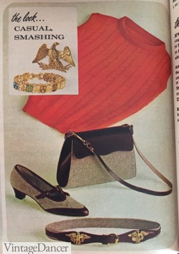1964 coordinated accessories with a metal trim belt