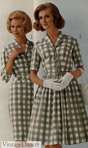 1965 pencil and swing skirt shirtwaist dresses