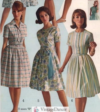 1965, the dutiful housewife look was still the predominant style for women in the mid 1960s who were not hippies at VintageDancer