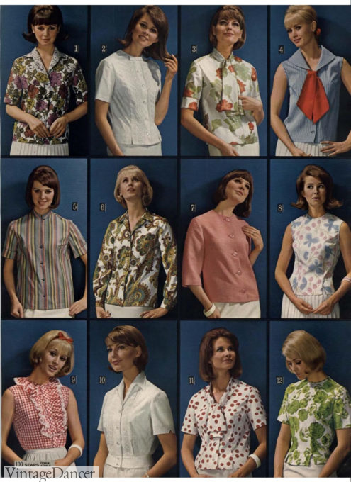 1965 blouses, shirts and tops women fashion 1960s