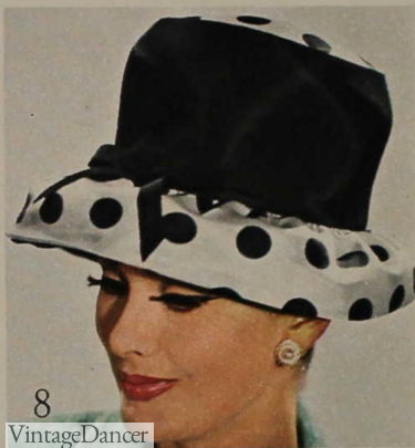1965 dressmaker hat black and white polka dot hats