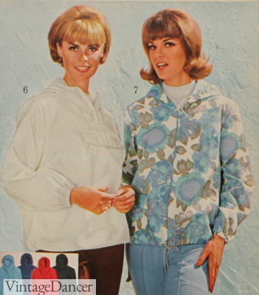 1965 white or floral print windbreaker jackets