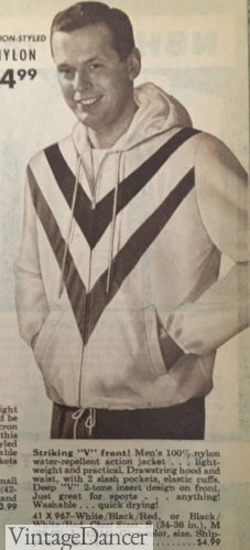 1965 Chevron stripe zip hoodie men gym clothes workout