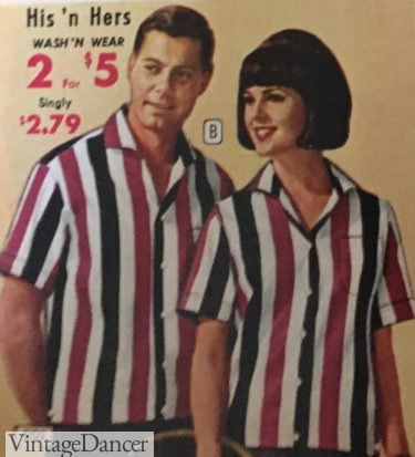 1965 striped couple's women and men bowling shirts