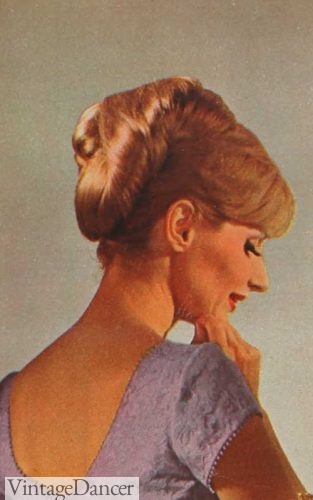 1966 figure 8 rolls updo with bangs hairstyle 1960s evenings