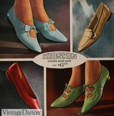 1966 flats shoes women footwear 60s styles history