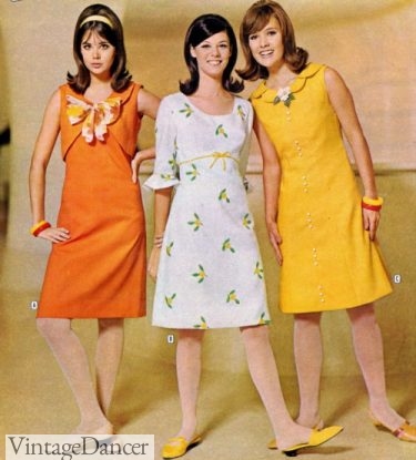 1966 1960s shift dresses orange dress yellow dress