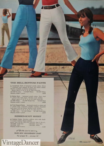 The bell bottom pants became popular in the late 1960s and