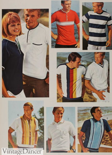 1960s mens retro knitted shirts knit polo shirts