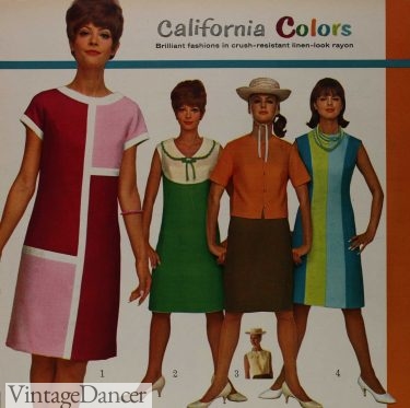 color block 1960s mod dresses