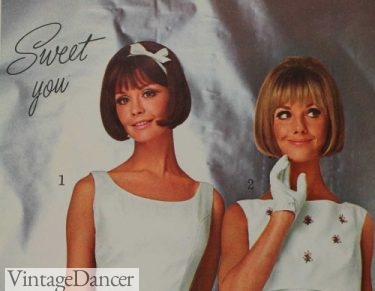 1966 chin length bow with bow headbands and bangs 1960s hair styles for women