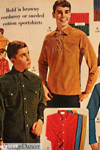 1967 mens hippie shirt, lace up "renaissance" shirt