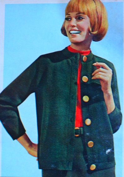 Vintage 1960s Beige Boucle Knit Sweater 60s Beige Sweater with Satin Applique Size L
