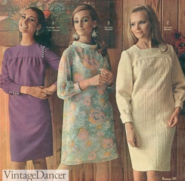 1967 1960s smock party dresses (R and L)