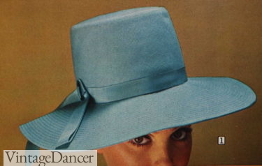 1960s blue sun hat wide brim hat