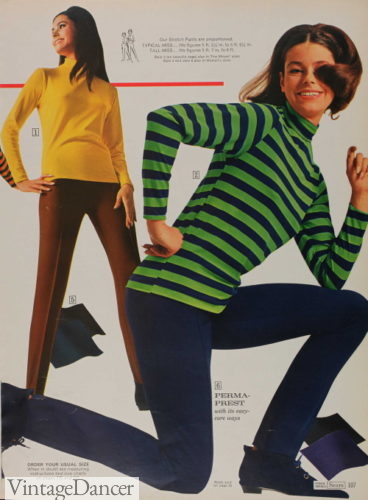 1967 solid and retro stripe turtleneck shirts