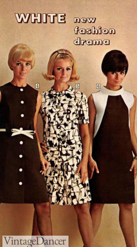 1968 skimmer dress with tie belt, drop waist dress and shift dress