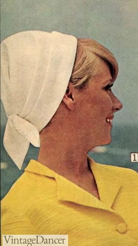 1968 white pleated headscarf