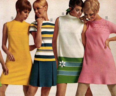 60s teenage fashion, 1968 knit shift dresses for teens at VintageDancer