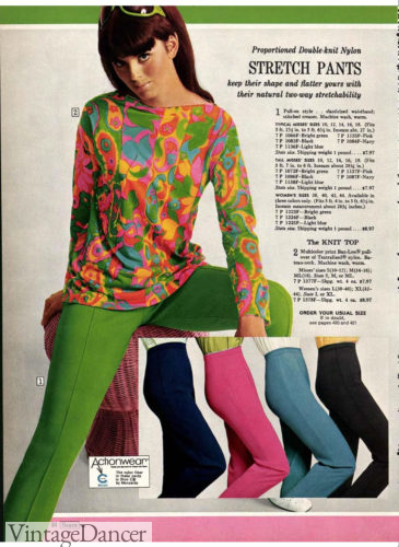 1960s hippie fashion ideas - 1968, trippy colors and pattern were mainstream and worn by some festival goers although not "hippie" enough for the more dedicated hippies