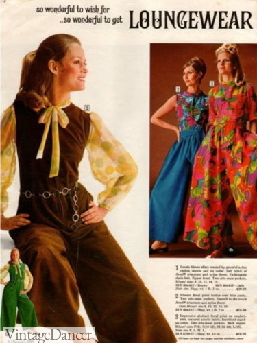 1960s jumpsuit lounge pajamas 60s hostess pajamas