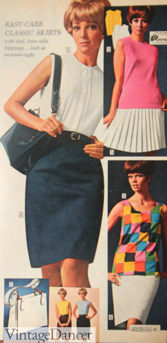 1968 pencil and pleated skirts