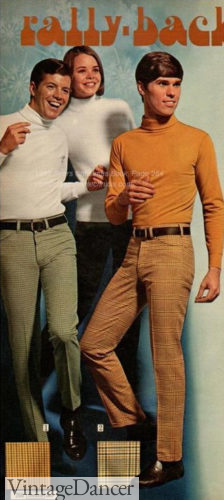 1968 turtleneck shirts and slim mod pants