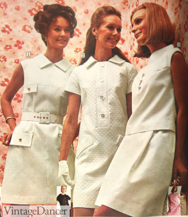 1968 mod white shift dress