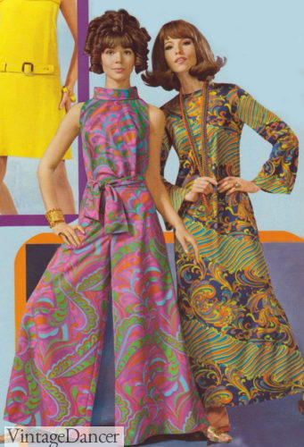 1960s jumpsuits palazzo pants paisley tunic dress