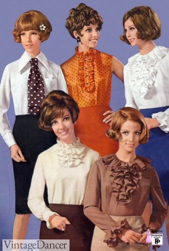 1968 ruffled Victorian blouses