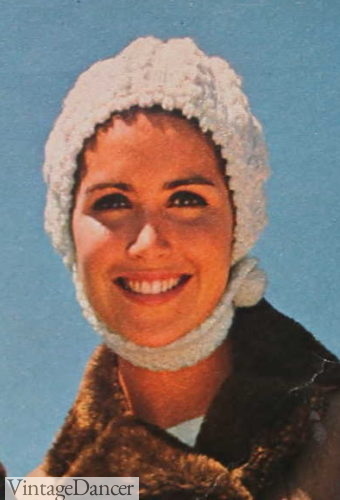 1960s knit cap with chin strap winter hat 1968
