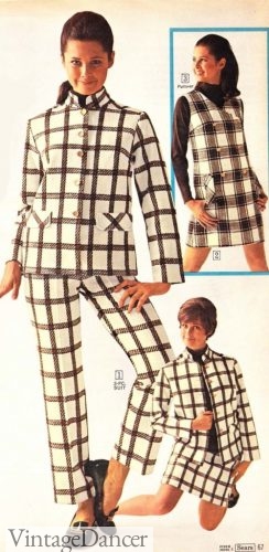 1968 windowpane pantsuit, skirt or dress